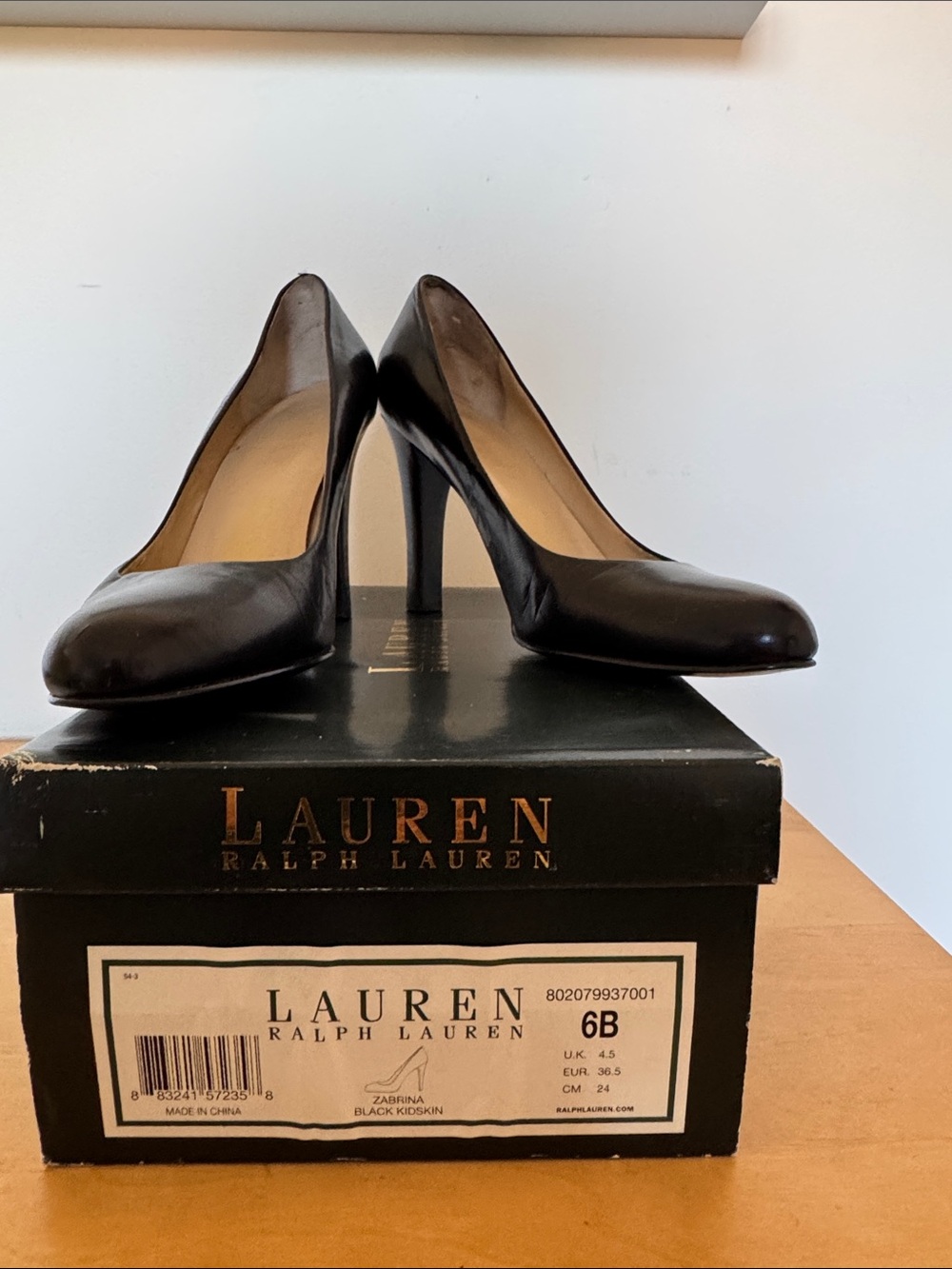 Lauren Ralph Lauren Black Leather Classic Pointed-Toe Pumps